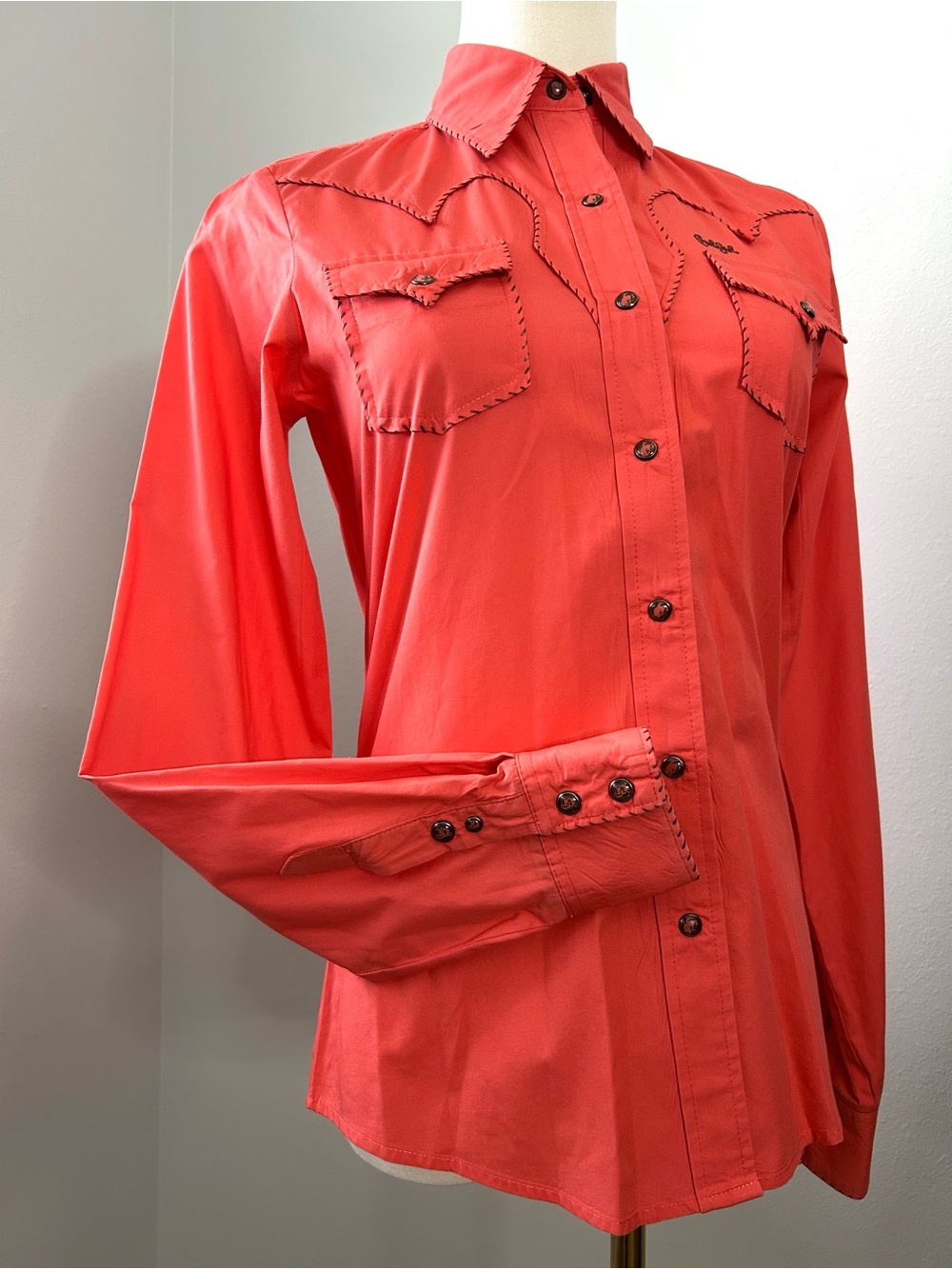 Cruel Girl Coral Snap Front Western Equestrian Rodeo Shirt Womens S